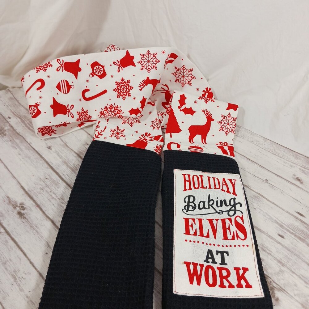 Demdaco 'Holiday Baking Elves At Work' Kitchen Boa Christmas Tea Towel Scarf 68"
